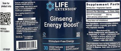 Life Extension Ginseng Energy Boost product packaging