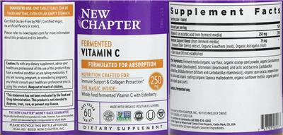 New Chapter Fermented Vitamin C 250 mg source label used in the packaging illustration
