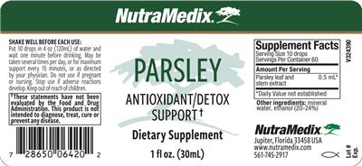 NutraMedix Parsley source label used in the packaging illustration