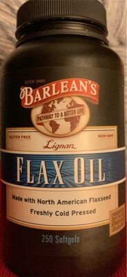 Barlean's Lignan Flax Oil source label used in the packaging illustration