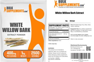 BulkSupplements.com White Willow Bark Extract Powder 400 mg product packaging