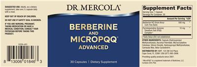 Dr. Mercola Berberine and MicroPQQ Advanced source label used in the packaging illustration