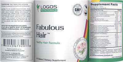 Logos Nutritionals Fabulous Hair source label used in the packaging illustration