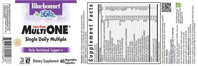Bluebonnet Multi One Iron-Free source label used in the packaging illustration