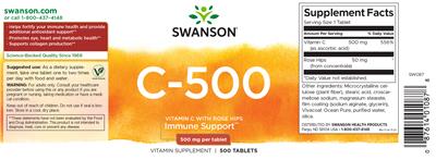 Swanson C-500 mg source label used in the packaging illustration