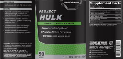 Anabolic Warfare Project Hulk source label used in the packaging illustration