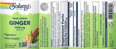 Solaray Ginger 1100 mg product packaging