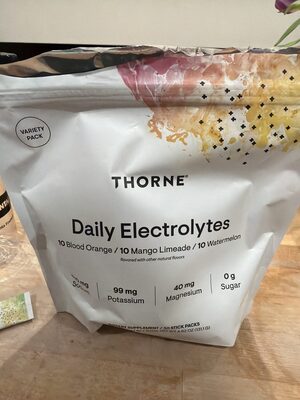 Thorne Daily Electrolytes Variety Pack source label used in the packaging illustration