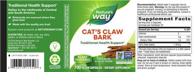 Nature's Way Cat's Claw Bark 1455 mg product packaging