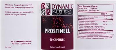 DNA Dynamic Nutritional Associates Prostinell source label used in the packaging illustration