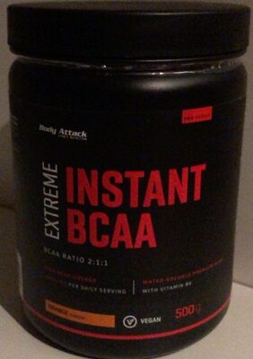 Body Attack Sports Nutrition Extreme Instant BCAA Orange Flavour source label used in the packaging illustration