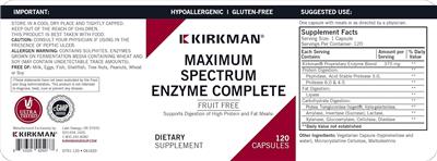 Kirkman Maximum Spectrum Enzyme Complete source label used in the packaging illustration