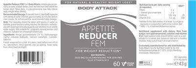 Body Attack Appetite Reducer Fem source label used in the packaging illustration