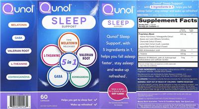 Qunol Sleep Support source label used in the packaging illustration