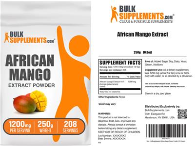 BulkSupplements.com African Mango Extract source label used in the packaging illustration