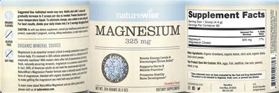 NatureWise Magnesium 325 mg Strawberry Flavor source label used in the packaging illustration