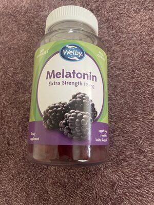 Welby Melatonin 5 mg Extra Strength source label used in the packaging illustration