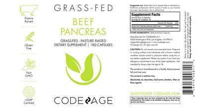 Codeage Beef Pancreas source label used in the packaging illustration