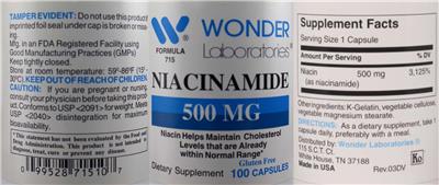 Wonder Laboratories Niacinamide 500 mg product packaging