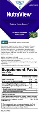 Vitality For Life NutraView source label used in the packaging illustration
