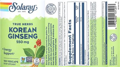 Solaray Korean Ginseng 550 mg product packaging