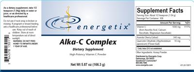 Energetix Alka-C Complex source label used in the packaging illustration