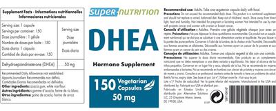 Super-Nutrition DHEA 50 mg source label used in the packaging illustration