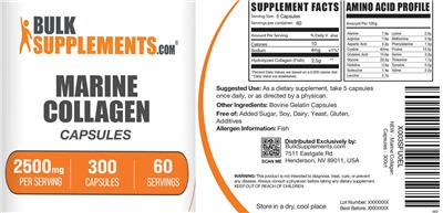 BulkSupplements.com Marine Collagen Capsules 2500 mg product packaging