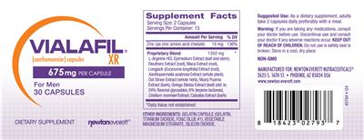 NewtonEverett Vialafil XR 675 mg source label used in the packaging illustration