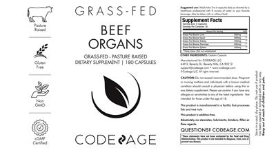 Codeage Beef Organs source label used in the packaging illustration