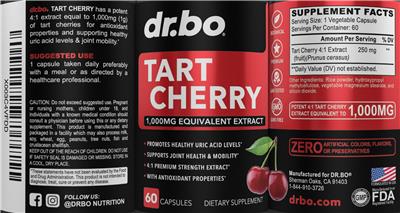 dr.bo Tart Cherry source label used in the packaging illustration