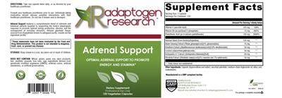 Adaptogen Research Adrenal Support source label used in the packaging illustration