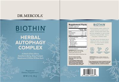 Dr. Mercola Biothin Herbal Autophagy Complex source label used in the packaging illustration