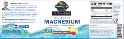Garden of Life Dr. Formulated Whole Food Magnesium Raspberry Lemon product packaging