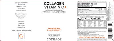 Codeage Collagen Vitamin C+ Unflavored Powder source label used in the packaging illustration