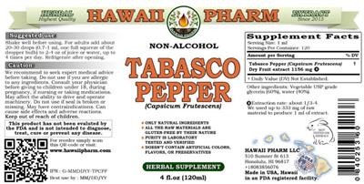 Hawaii Pharm Tabasco Pepper Non-Alcohol product packaging