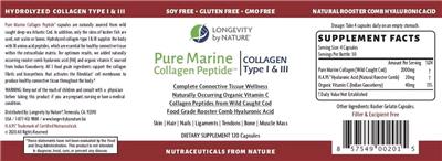 Longevity by Nature Pure Marine Collagen Peptide source label used in the packaging illustration