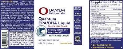 Quantum Nutrition Labs Quantum EPA/DHA Liquid Lemon Flavor source label used in the packaging illustration