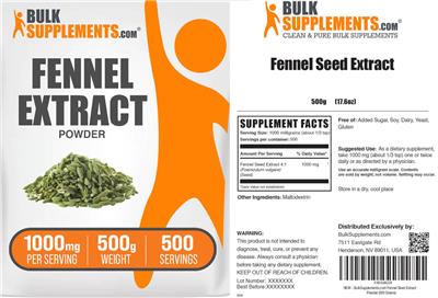 BulkSupplements.com Fennel Seed Extract product packaging
