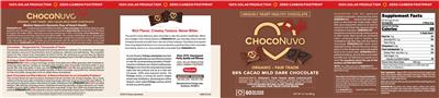 ProCaps ChocoNuvo Cafe 66% Cacao Mild Dark Chocolate source label used in the packaging illustration