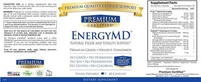 Premium Certified EnergyMD source label used in the packaging illustration