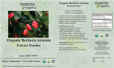 Materia Organica Organic Berberis aristata Extract Powder product packaging