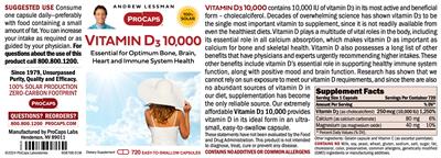 ProCaps Vitamin D3 10000 source label used in the packaging illustration