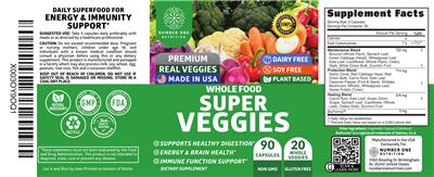 Number One Nutrition Whole Food Super Veggies source label used in the packaging illustration