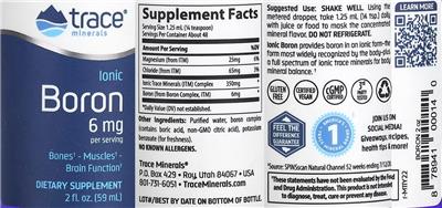 Trace Minerals Ionic Boron 6 mg source label used in the packaging illustration