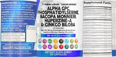 Clean Nutraceuticals Cogni Defend source label used in the packaging illustration