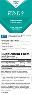 Vitality For Life K2-D3 source label used in the packaging illustration