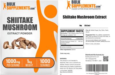 BulkSupplements.com Shiitake Mushroom Extract Powder 1000 mg product packaging