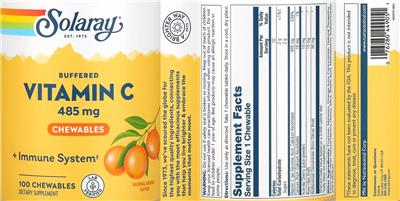 Solaray Buffered Vitamin C Chewable 485 mg Natural Orange Flavor product packaging