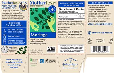 Motherlove Moringa product packaging